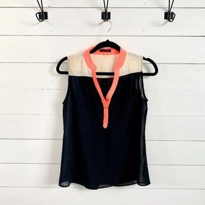Xtaren Sheer Sleeveless Blouse black and hot pink